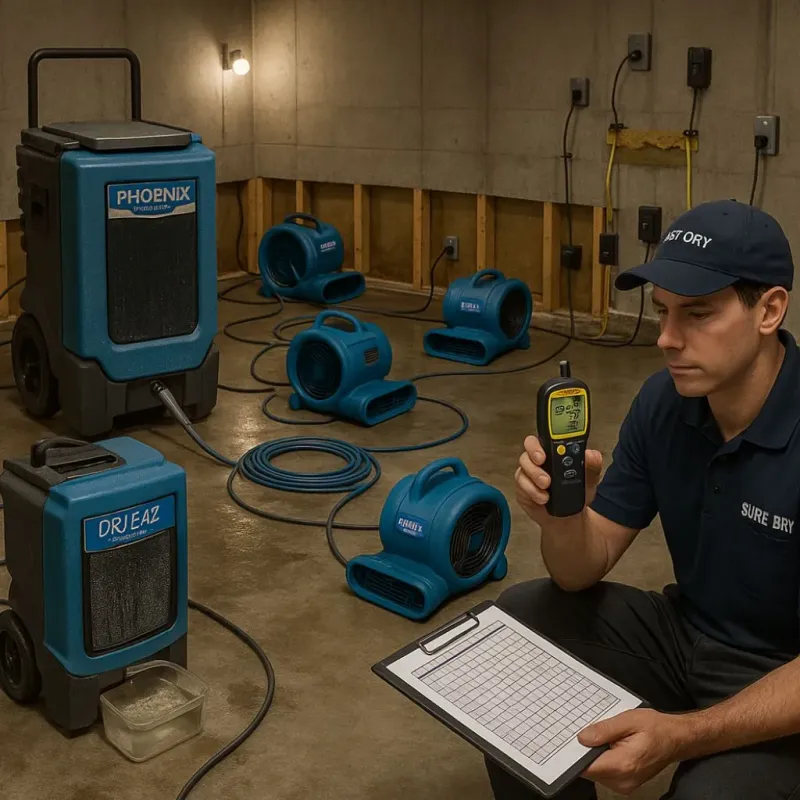 Structural Drying and Dehumidification process in Narrows, VA